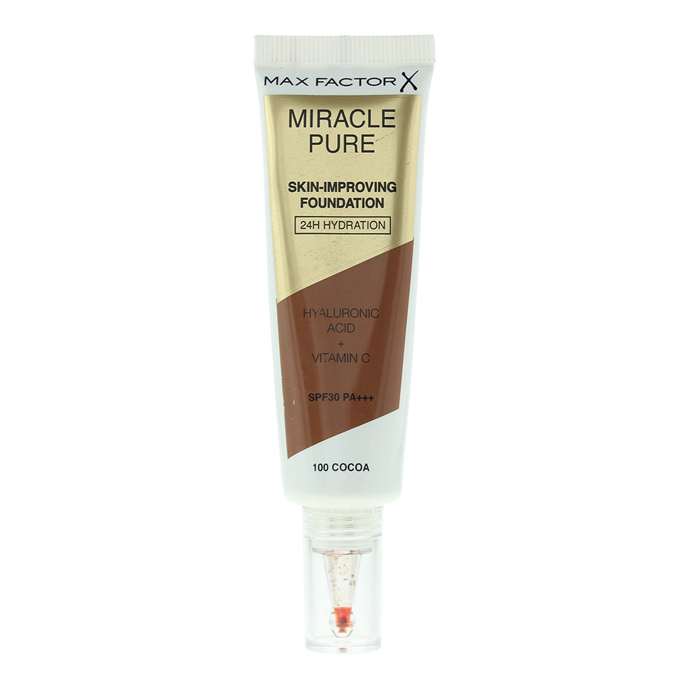 Max Factor Miracle Pure Skin Improving 24H Hydration 100 Cocoa Foundation 30ml - Glow Empire