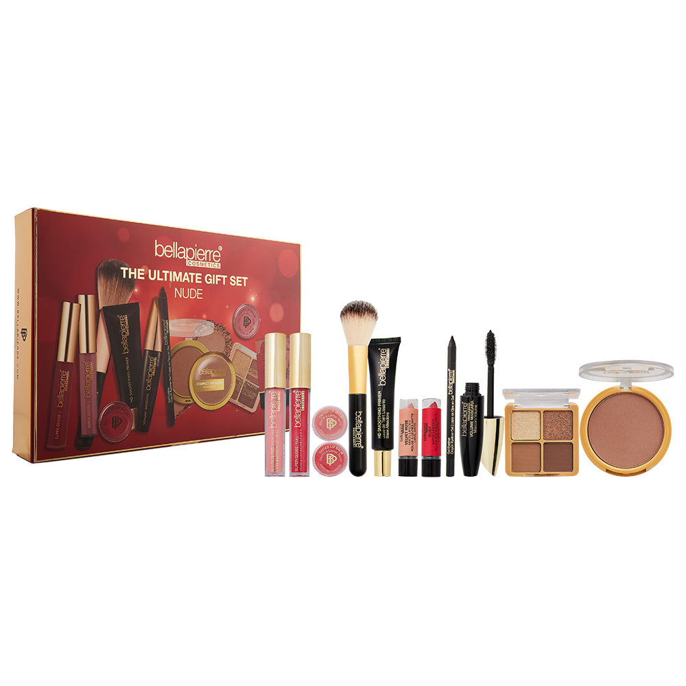 Bellapierre Cosmetics Ultimate Gift Set 12 Pieces (Eye Palette 4.8g - Lipstick 3.5g - Mascara 9ml - Primer 30ml - Eye Liner 1.8g (Female)) - Glow Empire
