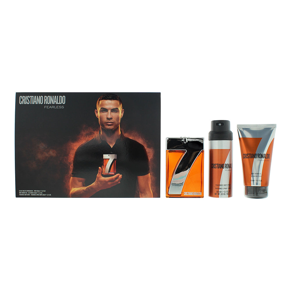 Cristiano Ronaldo CR7 Fearless Gift Set 100ml EDT + 150ml Shower Gel + 150ml Body Spray - Glow Empire
