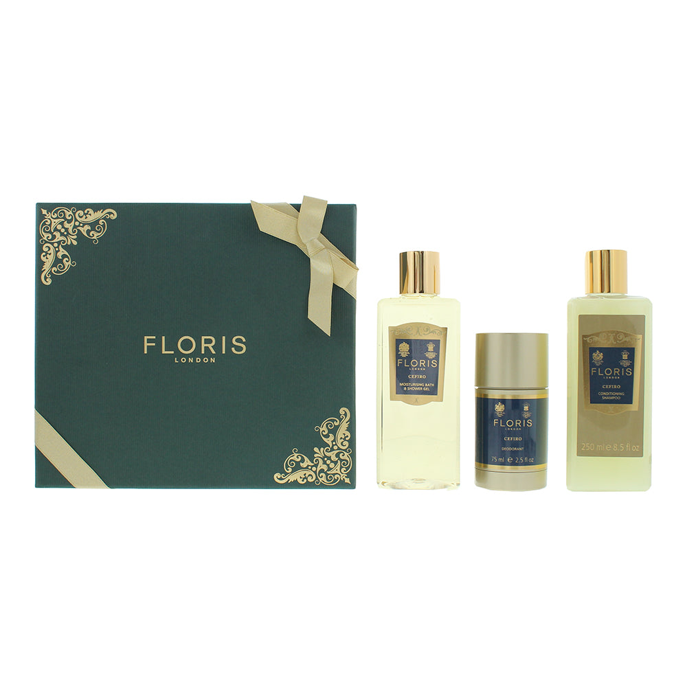 Floris Cefiro Gift Set 250ml Shower Gel + 250ml Shampoo + 75ml Deodorant Stick - Glow Empire