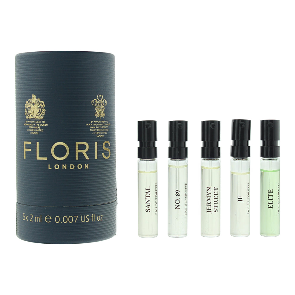 Floris Jermyn Street Discovery Collection Gift Set 5 Pieces (1x 2ml JF EDT
1x 2ml Santal EDT
1x 2ml Jermyn Street EDT
1x 2ml Elite EDT
1x 2ml No. 89 EDT) - Glow Empire