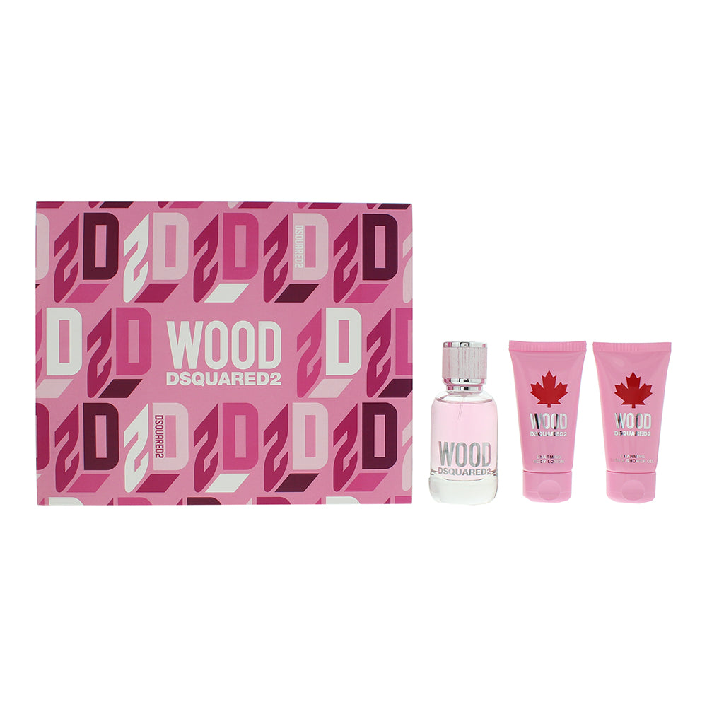 Dsquared2 Wood 3 Piece Gift Set Eau de Toilette 50ml - Shower Gel 50ml - Body Lotion 50ml - Glow Empire