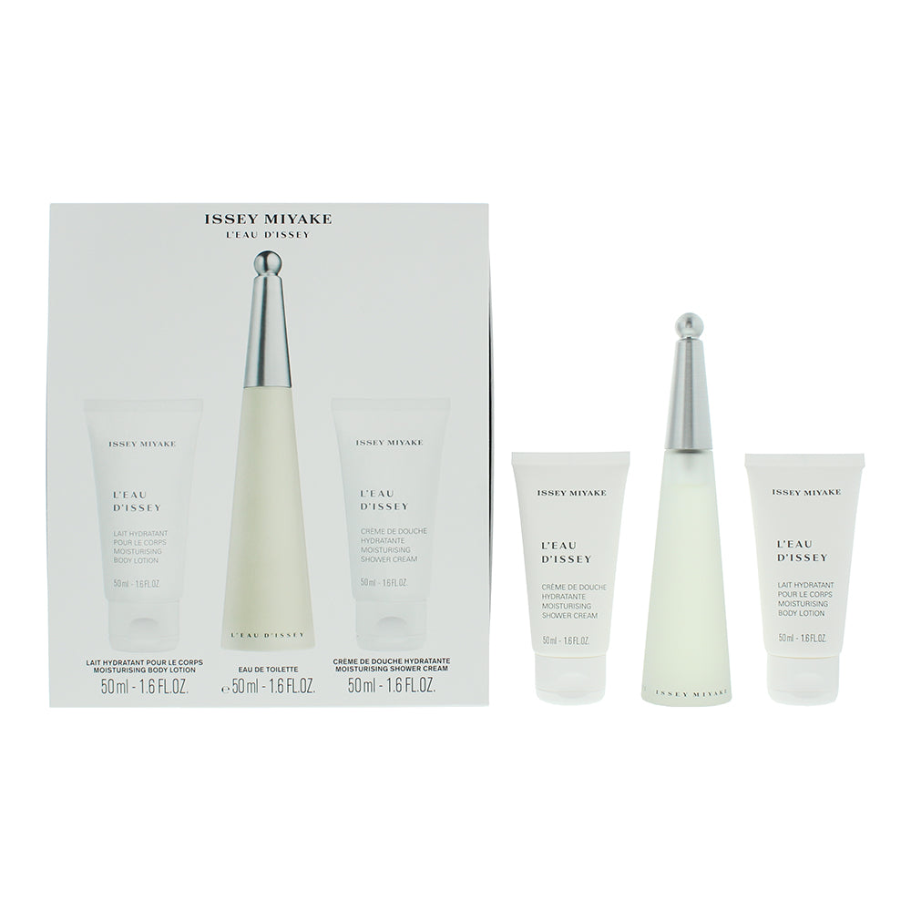 Issey Miyake Eau D'Issey 3 Piece Gift Set Eau de Toilette 50ml - Body Lotion 50ml - Shower Cream 50ml - Glow Empire