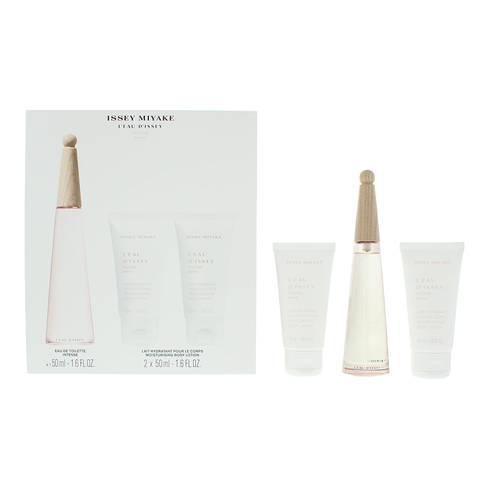 Issey Miyake L'Eau d'Issey Pivoine 3-Piece Gift Set (Eau de Toilette 50ml, Body Lotion 50ml, Shower Cream 50ml) - Glow Empire