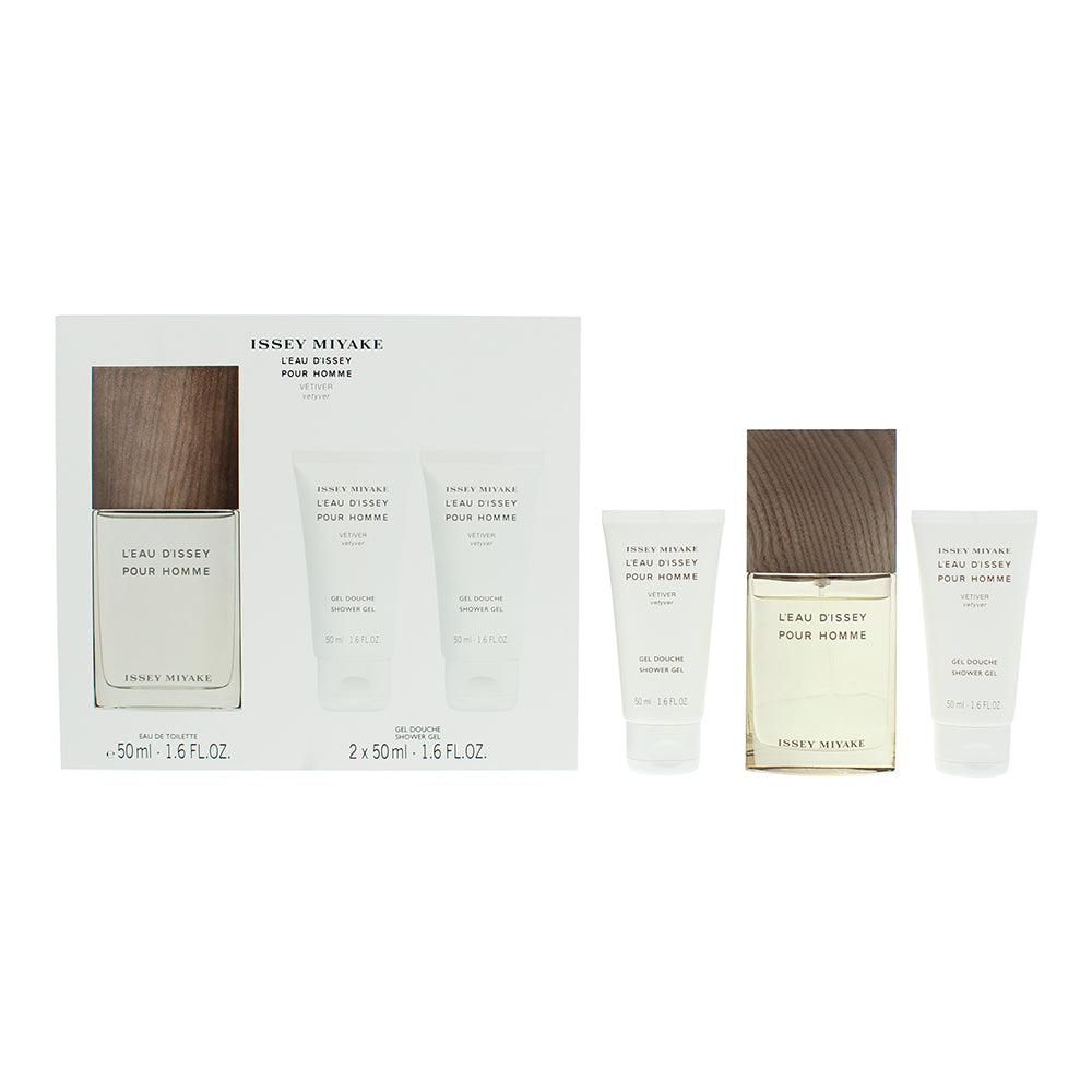 Issey Miyake L'Eau d'Issey Pour Homme Vetiver 3-Piece Gift Set (Eau de Toilette 50ml, Shower Gel 2 x 50ml) - Glow Empire