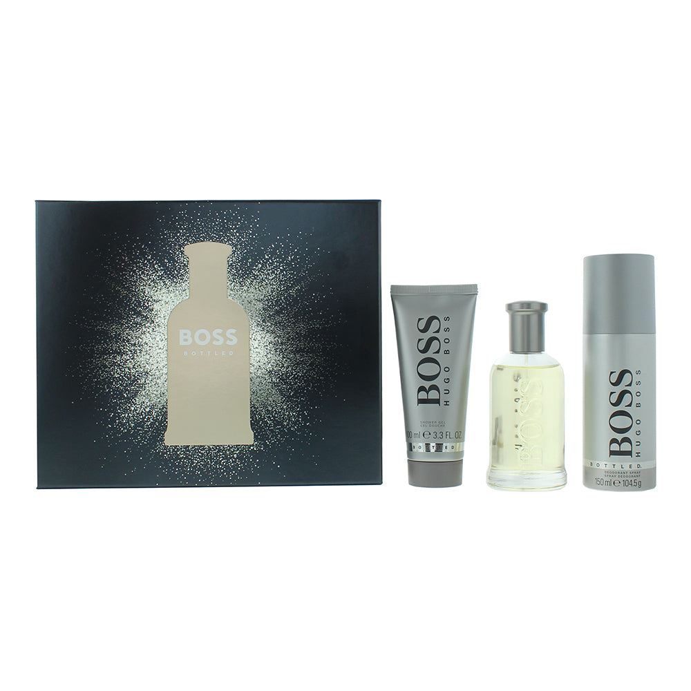 Hugo Boss Bottled 3 Piece Gift Set Eau de Toilette 100ml - Shower Gel 100ml - Deodorant Spray 150ml - Glow Empire
