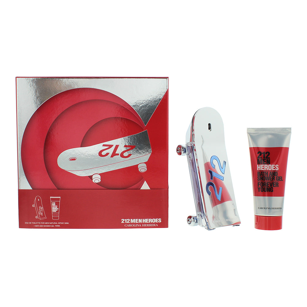 Carolina Herrera 212 Heroes 2 Piece Gift Set: Eau de Toilette 90ml - Shower Gel 100ml - Glow Empire