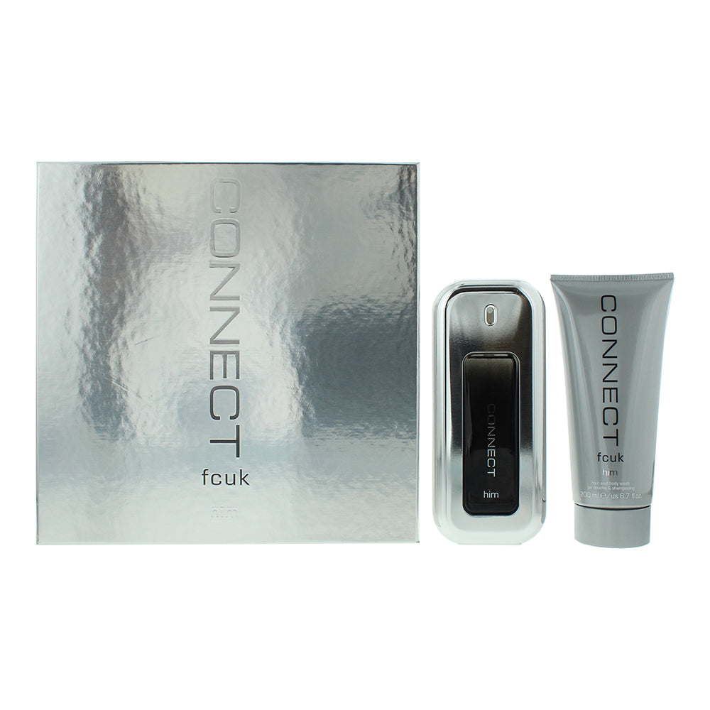 FCUK Connect Him 2-Piece Gift Set (Eau de Toilette 100ml, Shower Gel 200ml) - Glow Empire