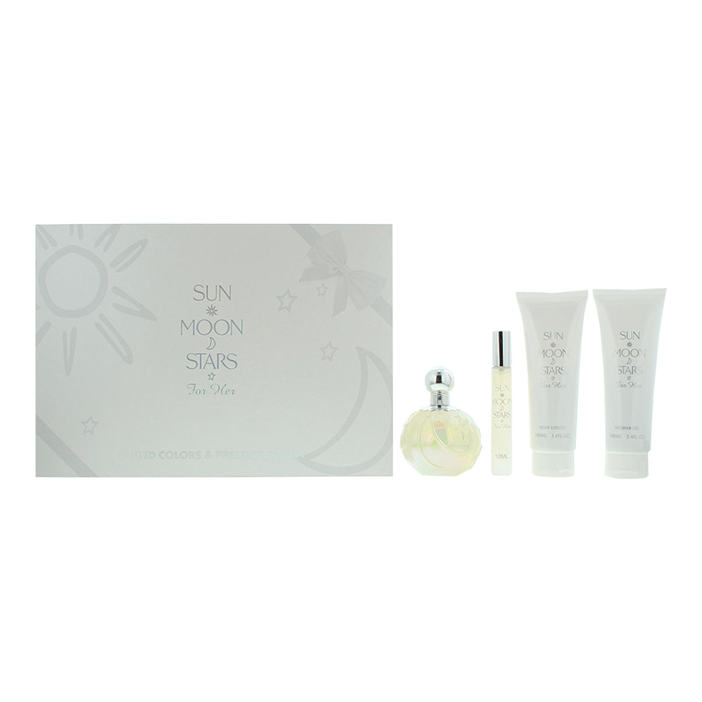 United Colors & Prestige Beauty Sun Moon Stars Gift Set 100ml EDP + 10ml EDP + 100ml Body Lotion + 100ml Shower Gel - Glow Empire