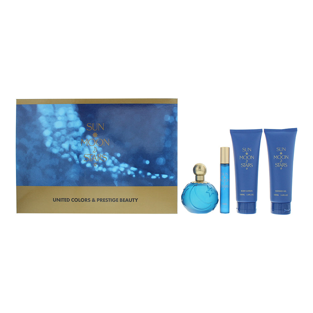 United Colors & Prestige Beauty Sun Moon Stars Gift Set 100ml EDT + 10ml EDT + 100ml Body Lotion + 100ml Shower Gel - Glow Empire