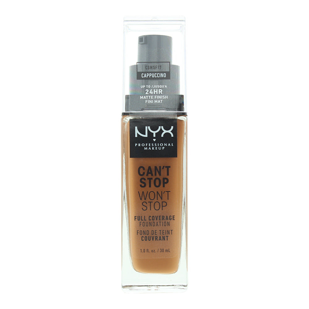 NYX Can't Stop Won't Stop 24H Full Coverage Cappuccino Foundation 30ml - Glow Empire