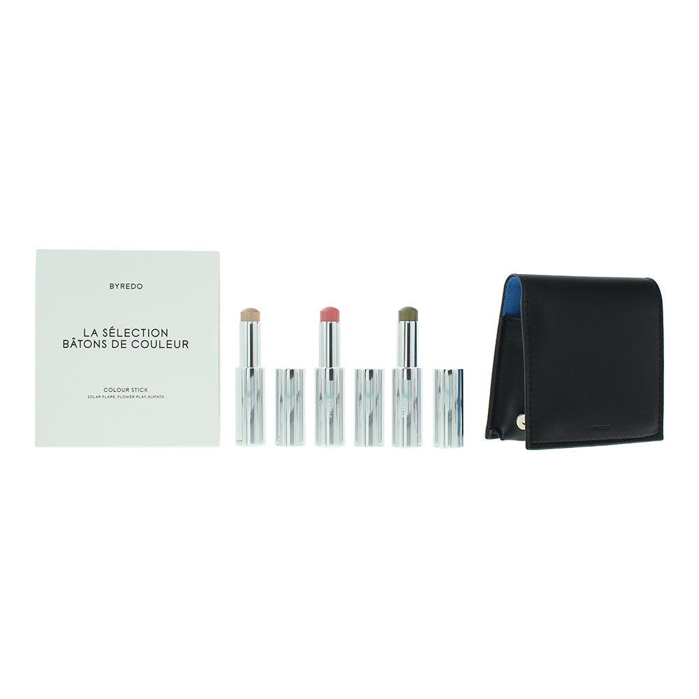 Byredo Blue Colour Stick Gift Set 3g Solar Flare + 3g Flower Play + 3g Kumato + Leather Pouch - Glow Empire