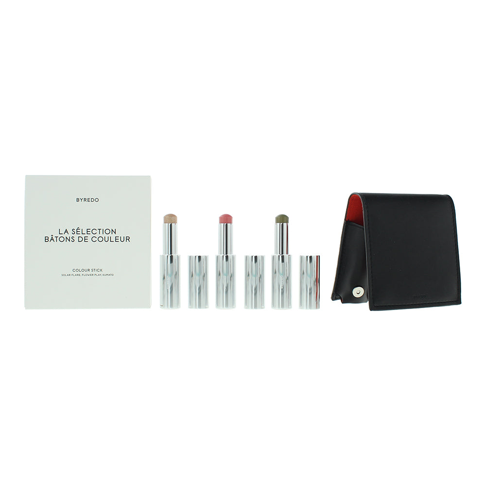 Byredo Dark Orange Colour Stick Gift Set 3g Solar Flare + 3g Flower Play + 3g Kumato + Leather Pouch - Glow Empire
