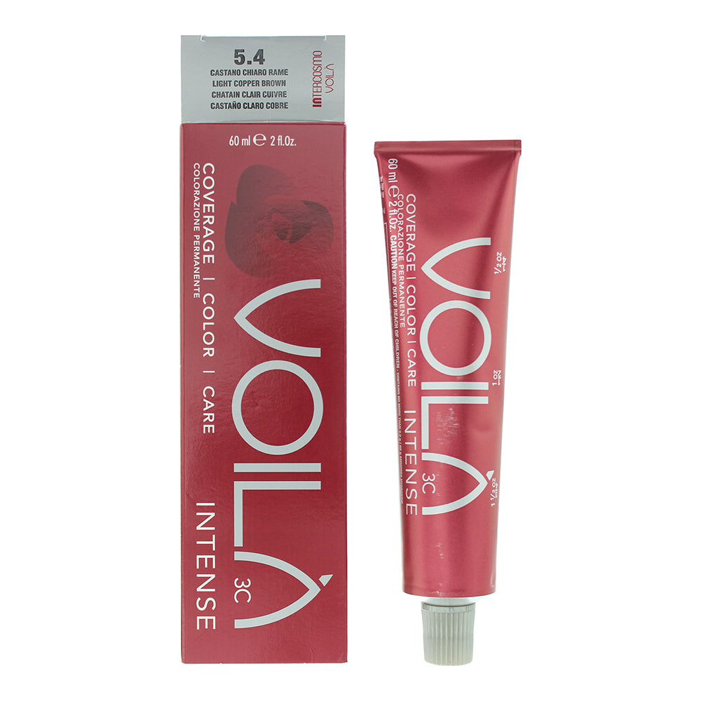 Intercosmo Voila 3C Intense 5.4 Light Copper Brown Hair Color 60ml - Glow Empire