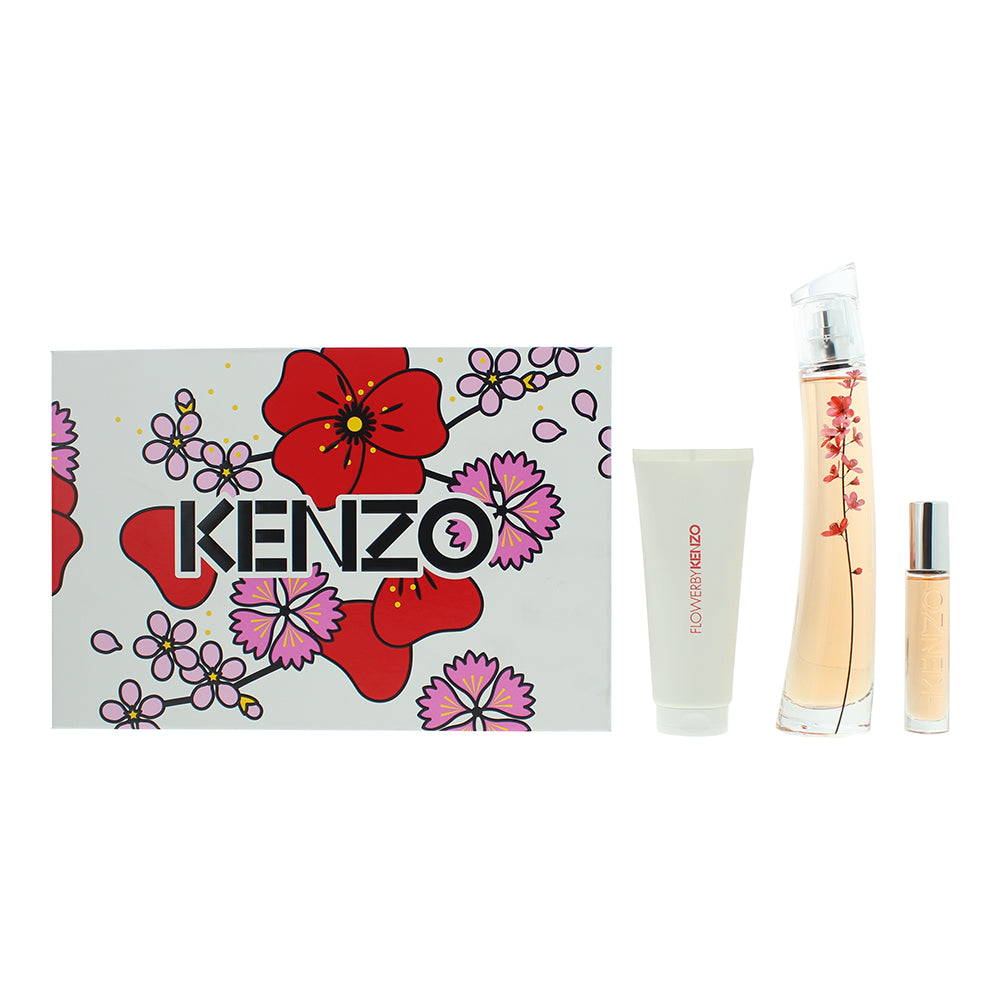 Kenzo Flower Ikebana Gift Set 75ml EDP + 10ml EDP + 75ml Body Lotion  - Glow Empire