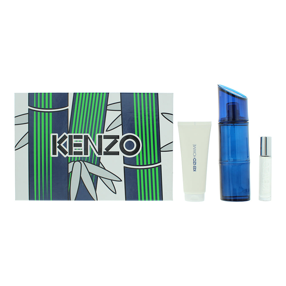 Kenzo Homme Eau de Toilette Intense Gift Set 110ml EDT + 10ml EDT + 75ml Shower Gel - Glow Empire