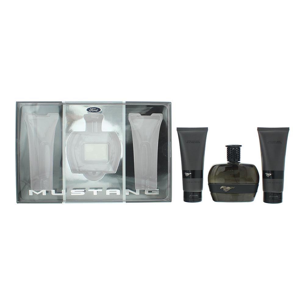 Mustang Black Gift Set 100ml EDT + 100ml Aftershave Balm + 100ml Body Wash - Glow Empire