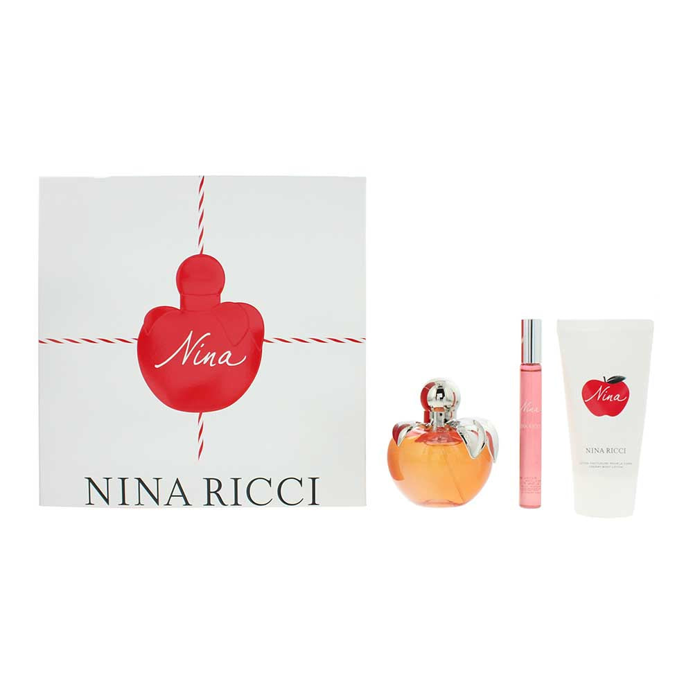 Nina Ricci Nina Gift Set 80ml EDT Spray + 75ml Body Lotion + 10ml EDT Rollerball - Glow Empire