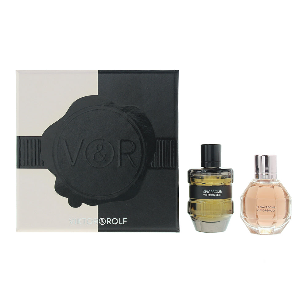 Viktor & Rolf Gift Set 7ml FlowerBomb EDP + 7ml Spicebomb EDT - Glow Empire