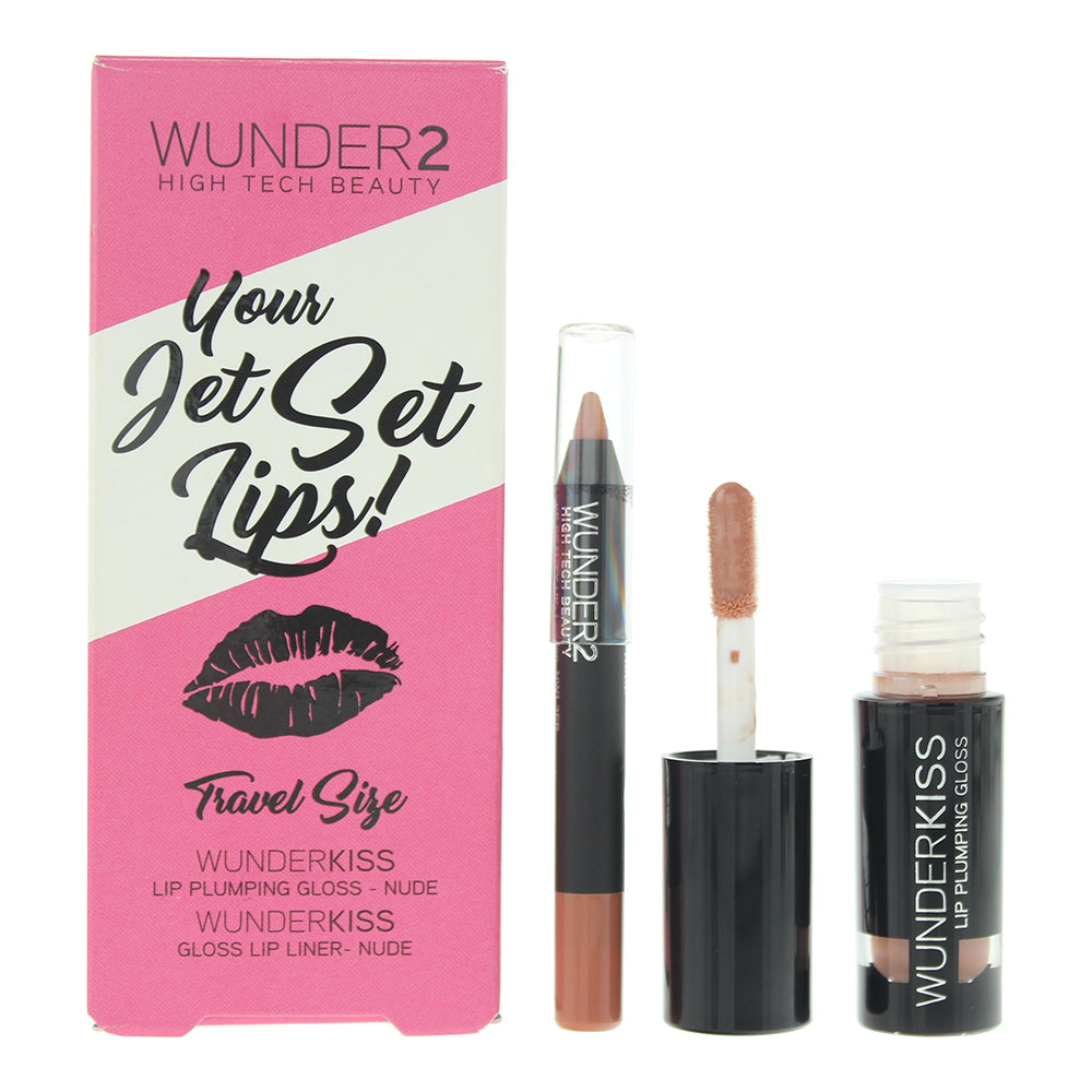 Wunder2 Your Jet Set Lips! Nude Gift Set 1.25g Lip Gloss + 0.5g Lip Liner - Glow Empire