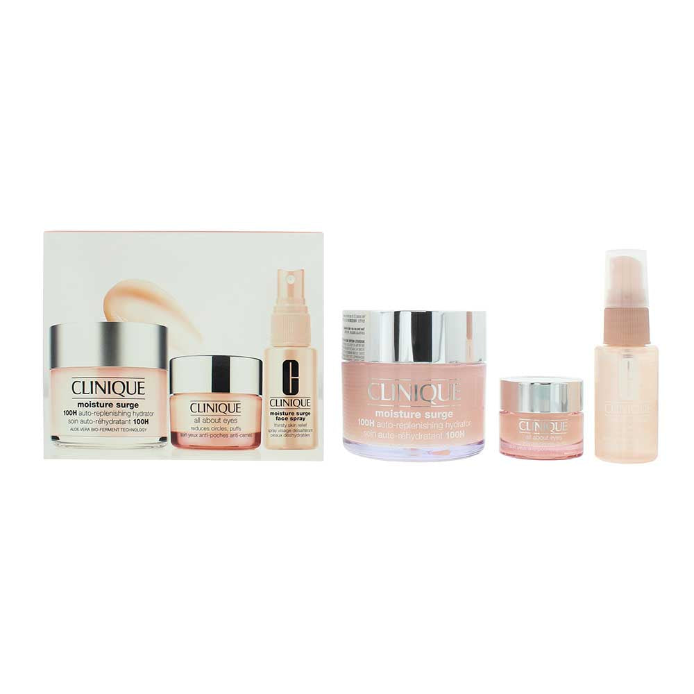 Clinique Ultra Hydration Moisture Surge Gift Set 30ml Moisture Surge Spray + 15ml All About Eyes + 125ml Moisture Surge 72H Auto Replenishing Hydrator - Glow Empire