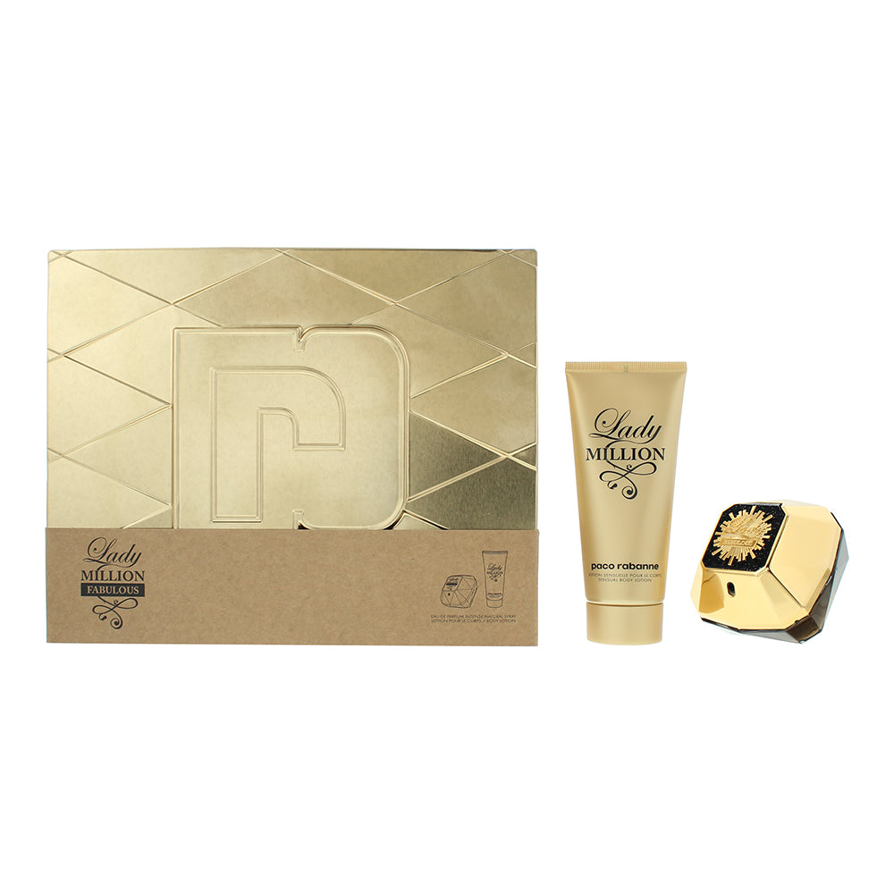 Paco Rabanne Lady Million Fabulous Gift Set 80ml EDP + 100ml Body Lotion - Glow Empire