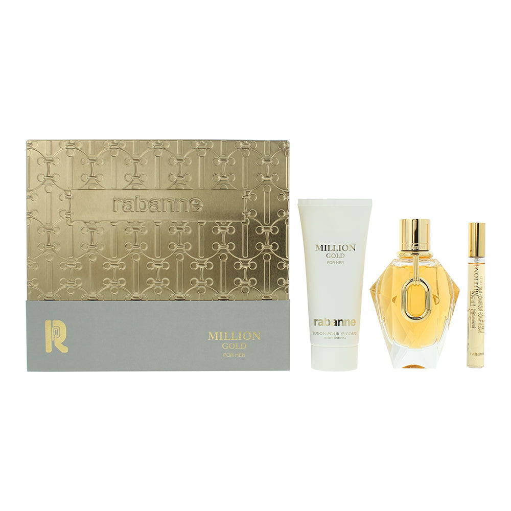 Paco Rabanne Million Gold for Her Gift Set 90ml EDP + 100ml Body Lotion + 10ml EDP - Glow Empire
