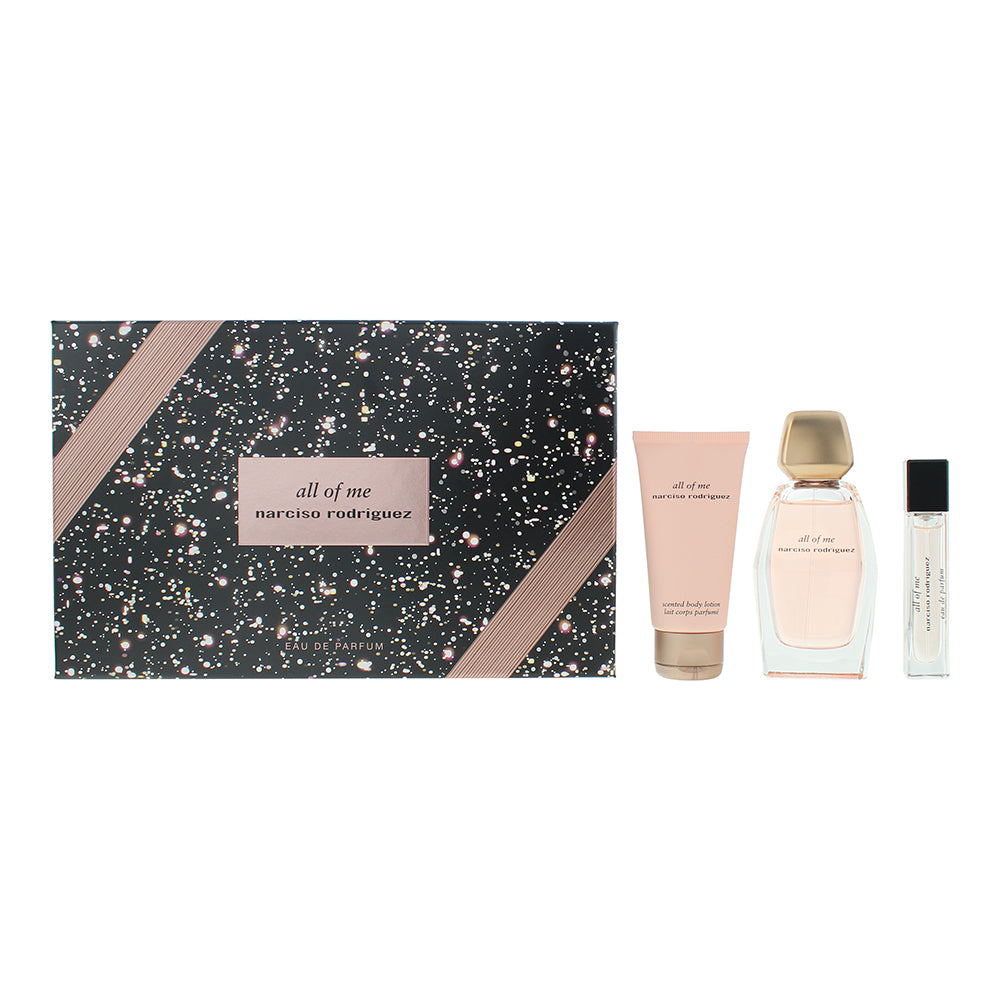 Narciso Rodriguez All Of Me 3 Piece Gift Set Eau de Parfum 90ml - Body Lotion 50ml - Eau de Parfum 10ml - Glow Empire
