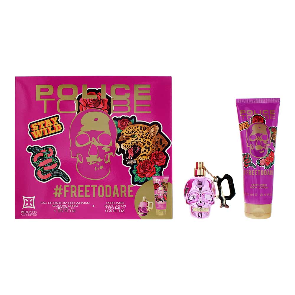 Police To Be #Freetodare Women Gift Set : EDP - 40ml Spray +40ml - Body Lotion 100ml - Glow Empire