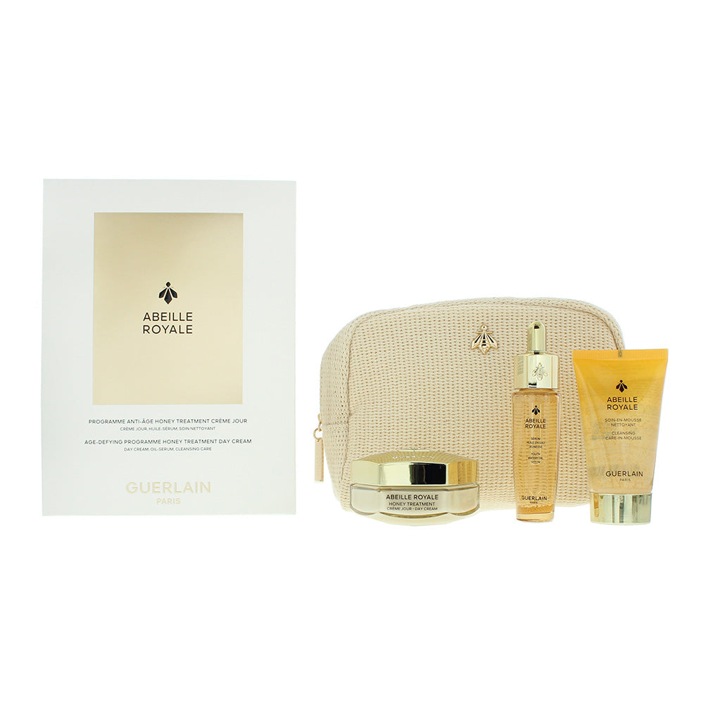 Guerlain Abeille Royale Gift Set: Day Cream 50ml - Cleansing Foam 40ml - Oil Serum 15ml - Glow Empire