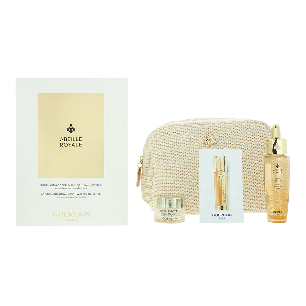Guerlain Abeille Royale Gift Set: Day Cream 7ml - Oil In Water Serum 30ml - Renew Repair Serum 7 x 0.6g + Case - Glow Empire