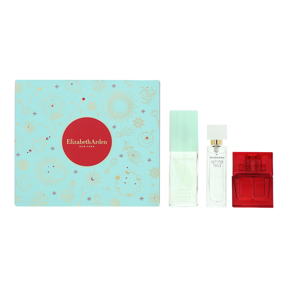Elizabeth Arden Holiday Fragrance Gift Set 10ml Red Door EDT + 10ml White Tea EDT + 15ml Green Tea Scent - Glow Empire