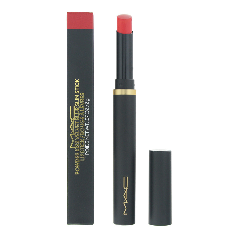 Mac Powder Kiss Velvet Blur Slim Lipstick 2g - 875 Devoted To Danger - Glow Empire