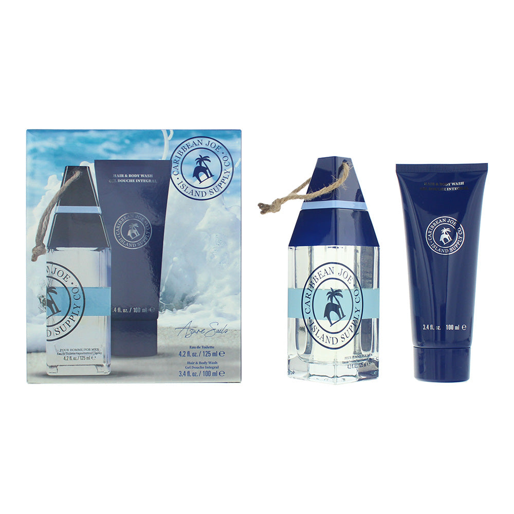 Caribbean Joe Azure Sails Gift Set 125ml EDT + 100ml Hair & Body Wash - Glow Empire