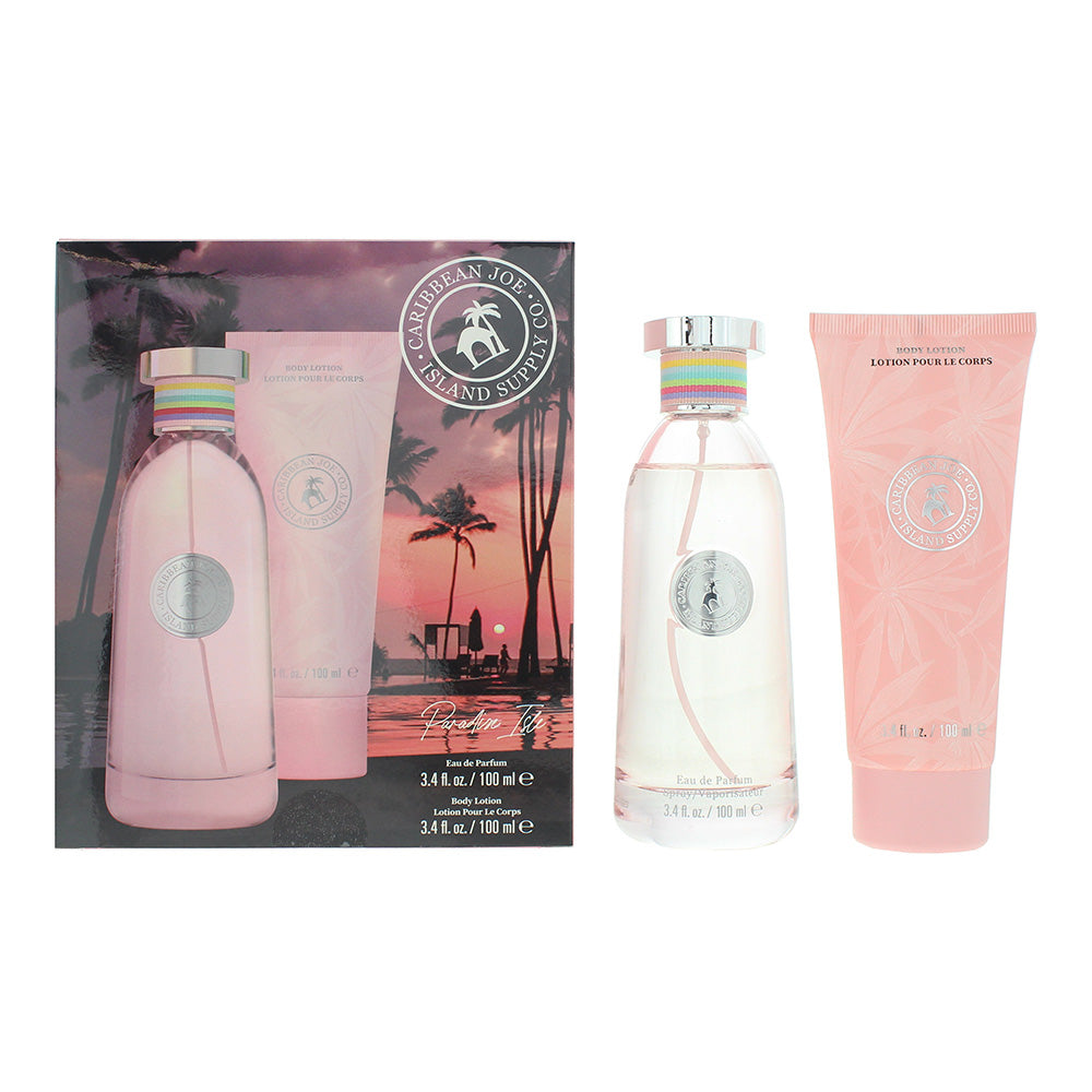 Caribbean Joe Paradise Isle Gift Set 100ml EDP + 100ml Body Lotion - Glow Empire