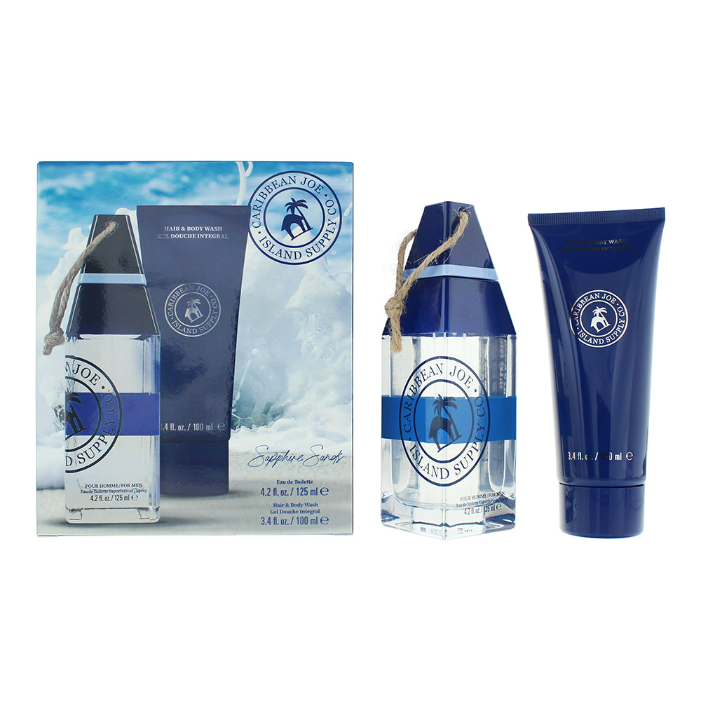 Caribbean Joe Sapphire Sands Gift Set 125ml EDT + 100ml Hair & Body Wash - Glow Empire