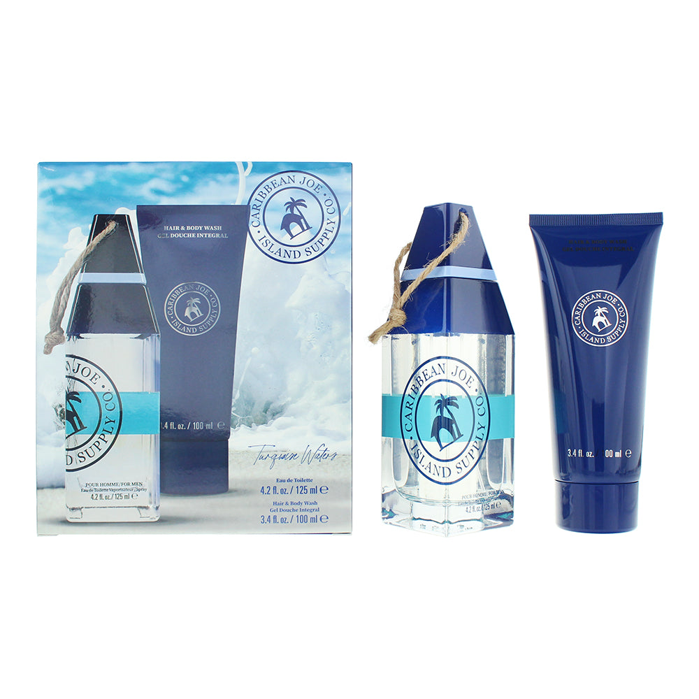 Caribbean Joe Turquoise Waters Gift Set 125ml EDT + 100ml Hair & Body Wash - Glow Empire