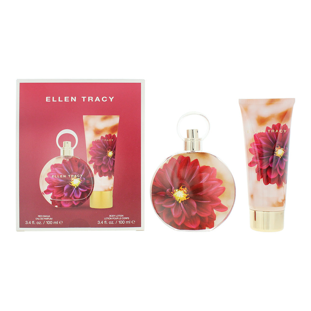 Ellen Tracy Dream Florals Red Dahlia Gift Set 100ml EDP + 100ml Body Lotion - Glow Empire