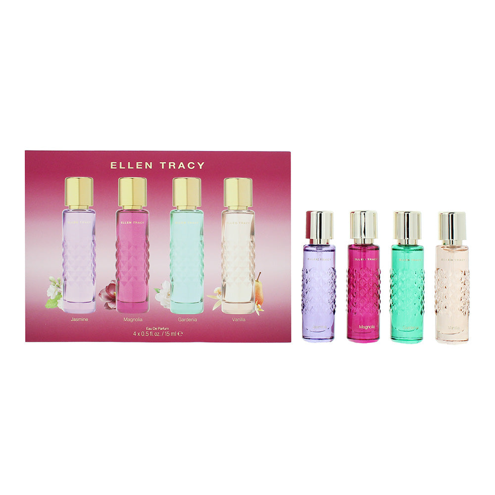 Ellen Tracy Quilted Gift Set 15ml Jasmine EDP + 15ml Magnolia EDP + 15ml Gardenia EDP + 15ml Vanilla EDP - Glow Empire