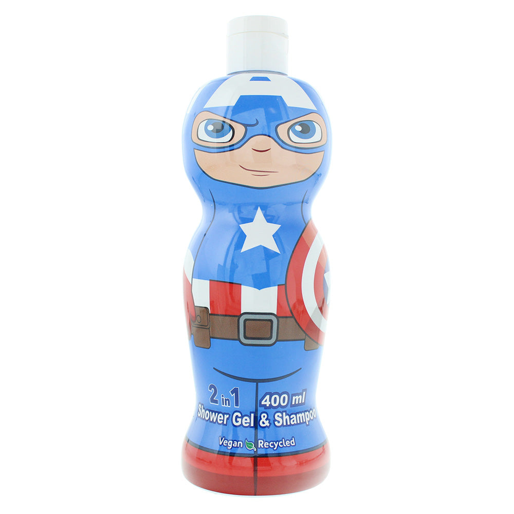 Marvel Captain America 1D Shower Gel & Shampoo 400ml - Glow Empire