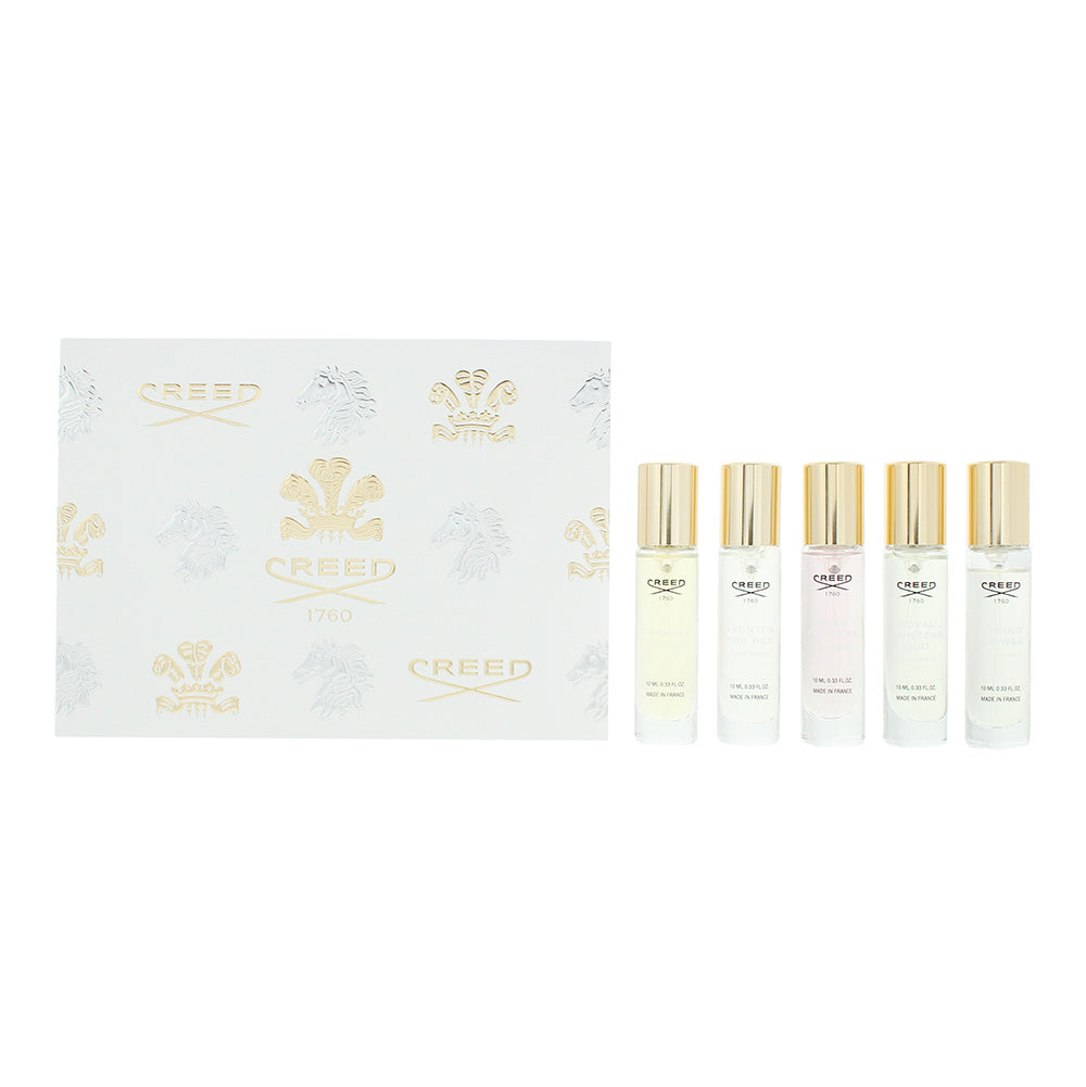 Creed Women's Gift Set 10ml Aventus for Her EDP + 10ml Wind Flowers EDP + 10ml Royal Princess Oud EDP + 10ml Spring Flower EDP + 10ml Carmina EDP - Glow Empire