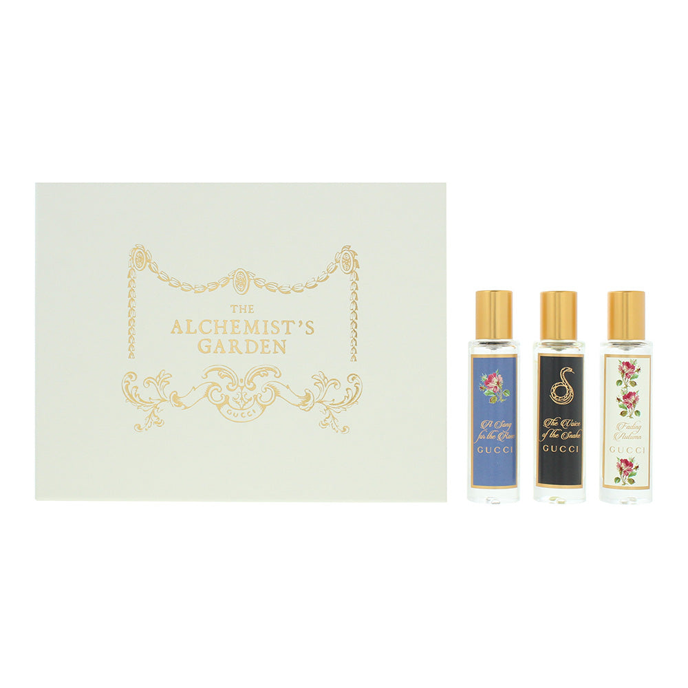 Gucci The Alchemist's Garden Gift Set 15ml A Song For The Rose EDP + 15ml The Voice Of The Snake EDP + 15ml Fading Autumn EDP - Glow Empire
