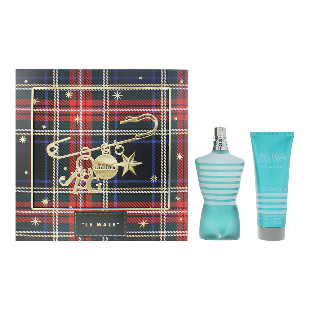 Jean Paul Gaultier Le Male Gift Set 75ml EDT + 75ml All Over Shower Gel (Christmas Edition) - Glow Empire