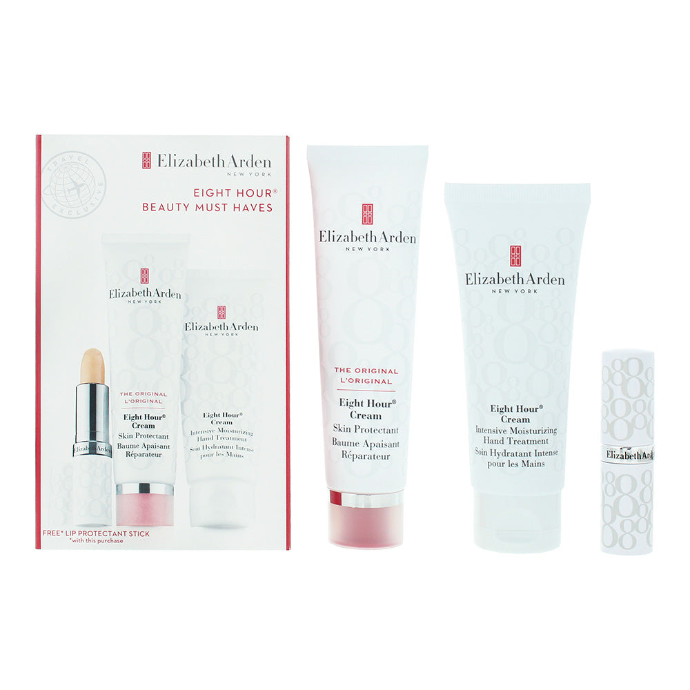 Elizabeth Arden Eight Hour Cream Gift Set 50ml Cream + 75ml Hand Treatment + 3.7g Protecting Lip Stick SPF15 - Glow Empire