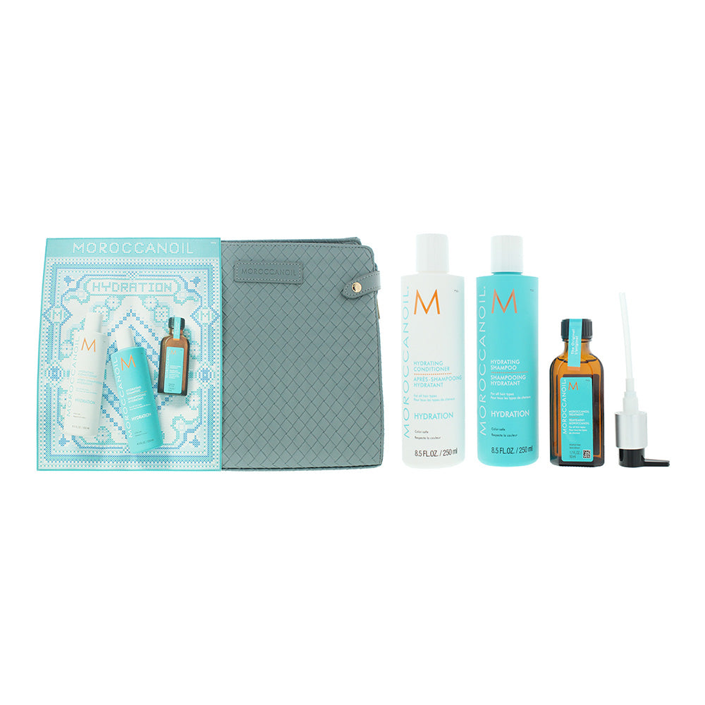 Moroccanoil Hydrating Gift Set 250ml Shampoo + 250ml Conditioner + 50ml Treatment + Bag - Glow Empire
