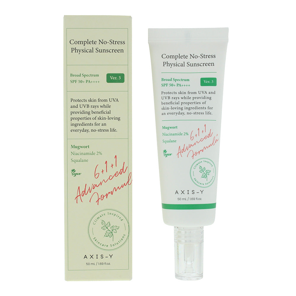 AXIS-Y Complete No-Stress Physical Sunscreen SPF50+ 50ml - Glow Empire