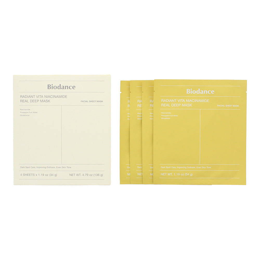 Biodance Radiant Vita Niacinamide Real Deep Sheet Mask 4 x 34g - Glow Empire