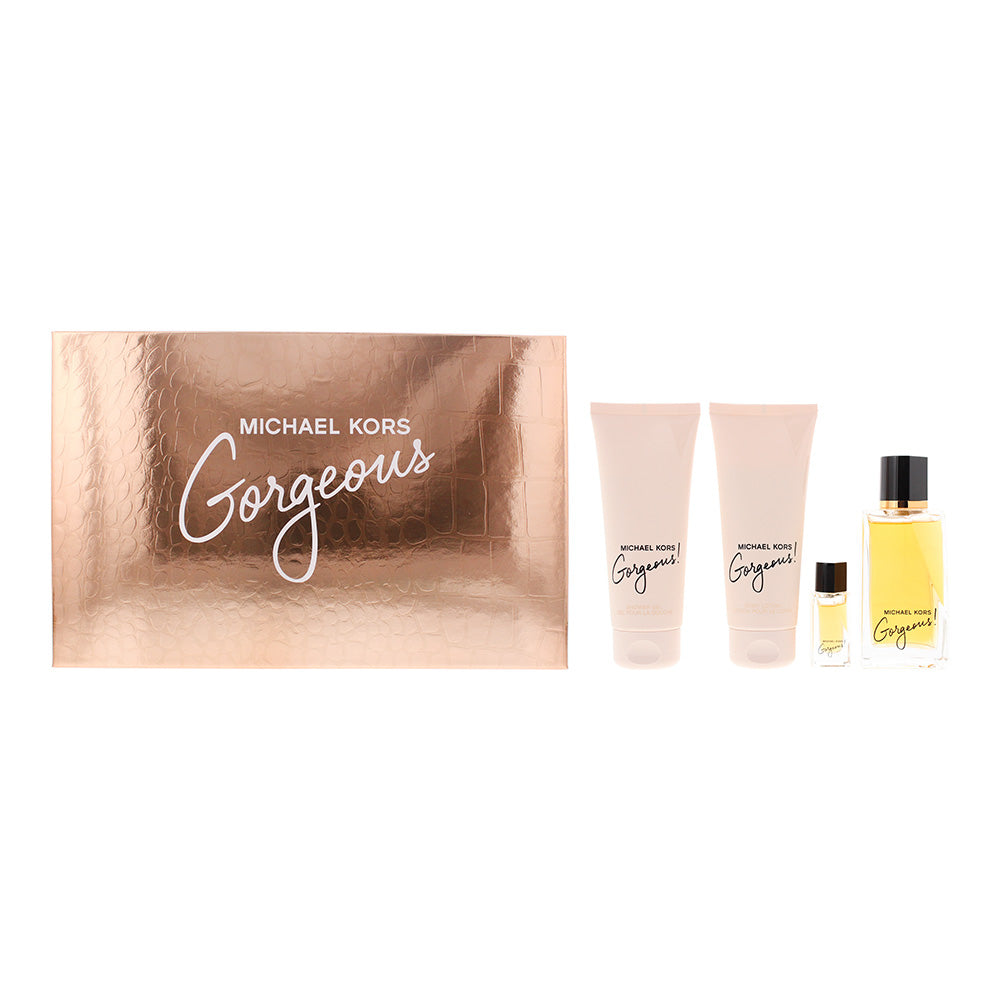 Michael Kors Gorgeous! Gift Set 100ml EDP + 100ml Body Lotion + 100ml Shower Gel + 5ml EDP  - Glow Empire