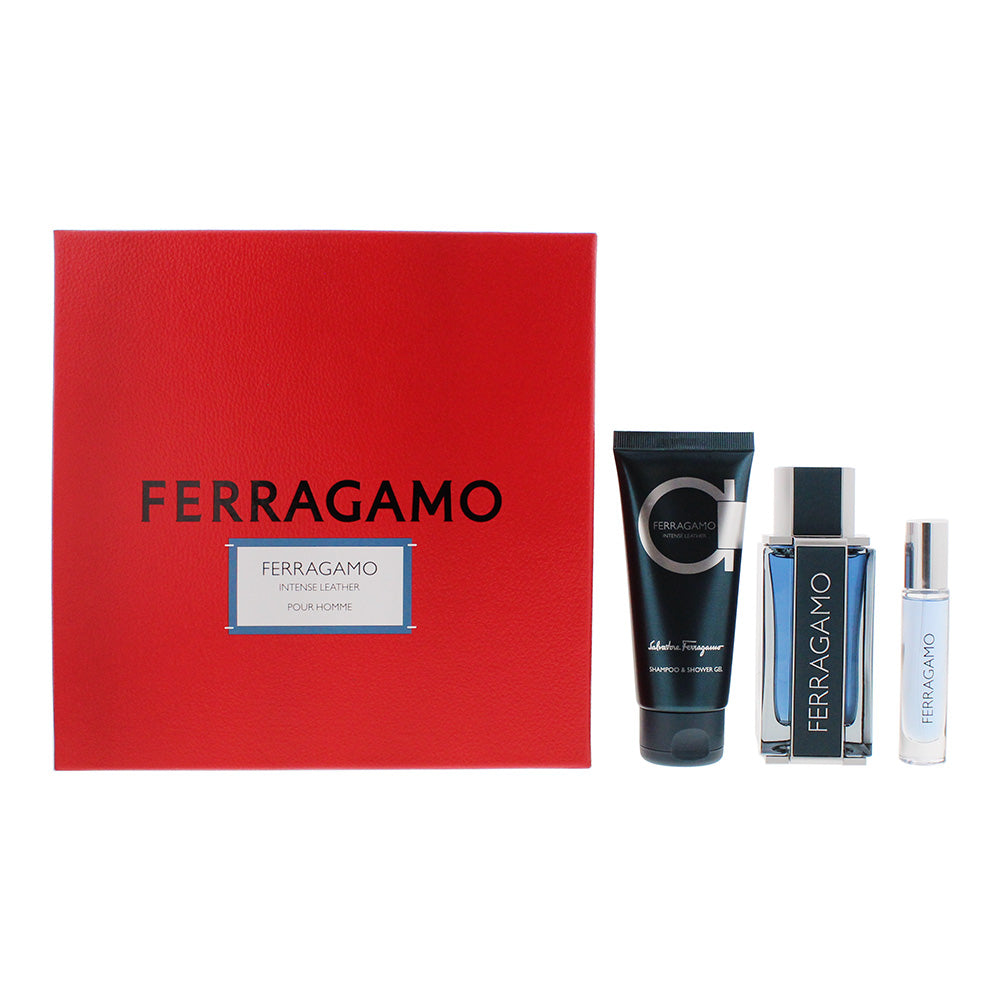 Salvatore Ferragamo Ferragamo Intense Leather Gift Set 100ml EDP + 100ml Shower Gel + 10ml EDP - Glow Empire