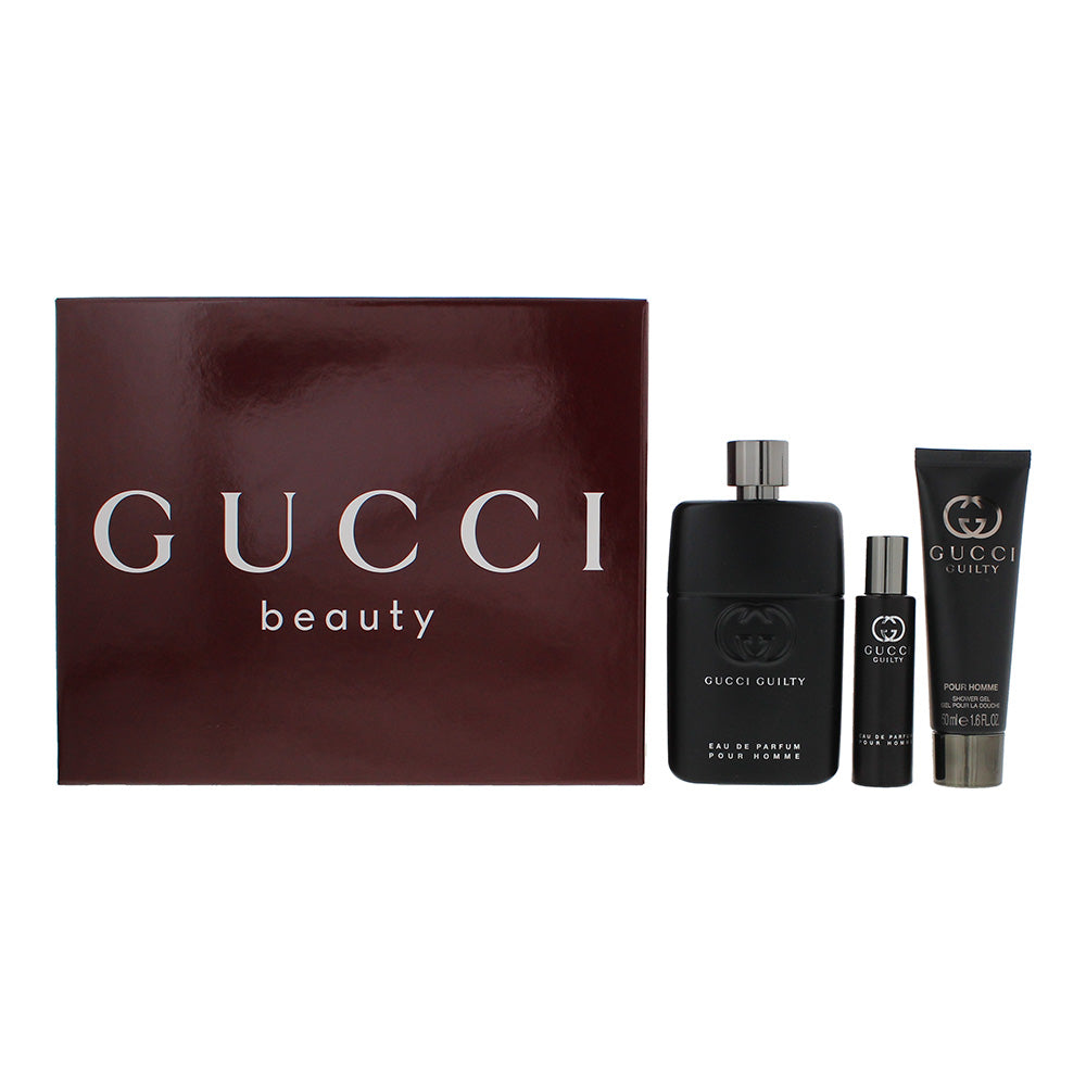 Gucci Guilty Pour Homme Eau de Parfum Gift Set 90ml EDP Spray + 15ml EDP Spray + 50ml Shower Gel  - Glow Empire